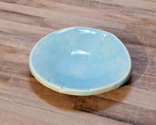 A sweet little stamped dish for your dresser.