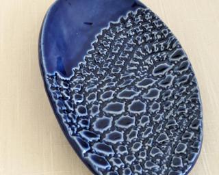 A sweet little blue dish for your dresser.