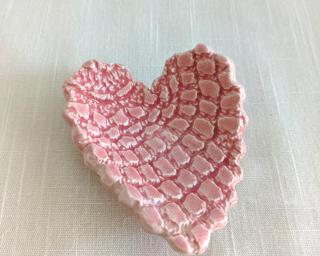 A sweet little textured heart dish for your dresser.